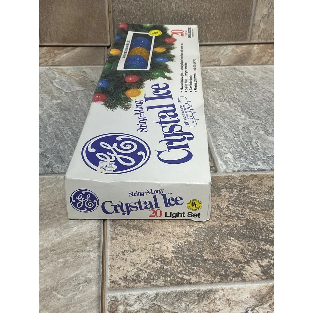 GE String-A-Long Crystal Ice 20 Light Set Vintage Multi Color Indoor Outdoor
